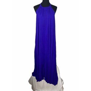 NWT Karen T Design Womens OS Sleeveless Halter Blue Full Length‎ Casual Dress